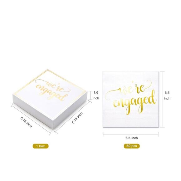 NEW 100 We're Engaged Napkins 3 Ply Paper Tableware Party Wedding - Picture 2 of 6